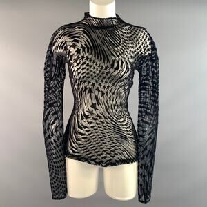 MUGLER Size S Black Stars Sheer Dress Top
